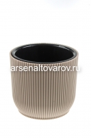 Кашпо для цветов пластиковое 8,5 л 26*22,7 см со вставкой темно-бежевое Линия (659) (Эльфпласт)