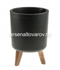 кашпо для цветов пластиковое 19/22 л 30*44,7 см со вставкой и с автополивом на ножках графитовое Флориан (М 3159) (Идея)
