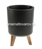 Кашпо для цветов пластиковое 19/22 л 30*44,7 см со вставкой и с автополивом на ножках графитовое Флориан (М 3159) (Идея)