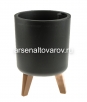 Кашпо для цветов пластиковое 19/22 л 30*44,7 см со вставкой и с автополивом на ножках графитовое Флориан (М 3159) (Идея) 