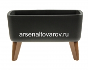 Кашпо для цветов пластиковое 4,2/6,5 л 39*20*24,5 см со вставкой на ножках высокое графитовое Флориан (М 3272) (Идея)