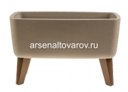 Кашпо для цветов пластиковое 4,2/6,5 л 39*20*24,5 см со вставкой на ножках высокое капучино Флориан (М 3272) (Идея)