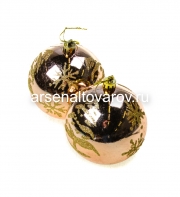 Шар новогодний 8 см (уп из 2 шт) снежинка елка золото (BA099зол)