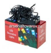 Гирлянда новогодняя электрическая 100 ламп 9 м мульти темный провод (KPV-005)
