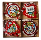 подвеска новогодняя деревянная (уп из 12 шт) Снежинки, варежки, носки (AB5210)