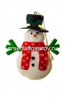 подвеска новогодняя из модифицированной глины Снеговик 11 см (7252-8)