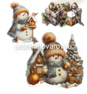 Наклейка новогодняя на окно Новогодняя 31*38 см 6 видов (DZS-01-06)