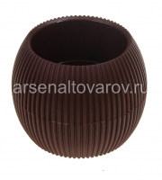 Кашпо для цветов пластиковое 1 л 16,5*13 см с поддоном коричневое Агава (А274) (Ар-Пласт)