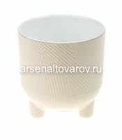 Кашпо для цветов пластиковое 1,45 л 13,5*13,5 см с дренажным дном латте Елочка (А275) (Ар-Пласт)