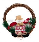 венок новогодний Снеговик 20 см (BA124-2)