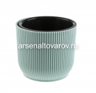 кашпо для цветов пластиковое 2,3 л 17*14,7 см со вставкой серо-голубое Линия (657) (Эльфпласт)