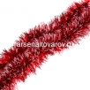 Мишура новогодняя 200* 5 см Иней с белыми кончиками красная (Г-226 кр)
