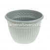 Кашпо для цветов пластиковое  3 л 20,5*14,3 см с поддоном серый жемчуг Византия (КШ-4471) (ВМС) 