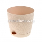 кашпо для цветов пластиковое 1,5 л 14*13,5 см с поддоном пудровое Блюз (КШ-8683) (BMC)