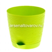 Кашпо для цветов пластиковое 1,5 л 14*13,5 см с поддоном фисташковое Блюз (КШ-8684) (BMC)