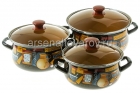 набор посуды эмалированный 3 кастрюли (2 л + 3 л + 4 л) Капучино-Экстра (Керчь)