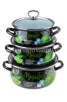 Набор посуды эмалированный 3 предмета (2 л + 3 л + 4 л) Мохито-1 Экстра Стиль черный (Керчь)