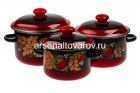 набор посуды эмалированный 3 кастрюли (2 л +3 л + 4 л) N15L05 Рябинка 15 (Сибирские товары)