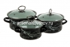 Набор посуды эмалированный 3 кастрюли (1 + 1,5 л + 2,3 л) Черный мрамор-1-Экстра стиль (Керчь)
