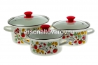набор посуды эмалированный 3 предмета (1,5 + 2,3 л + 3 л) Гаспачо-1-Экстра белый (Керчь)