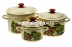 набор посуды эмалированный 3 предмета (2 л + 4 л + 6 л) Лодки-1 слоновая кость (Керчь)