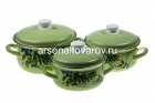 набор посуды эмалированный 3 предмета (1,5 л + 2 л + 3 л) Черника-1 салатовый (Керчь)
