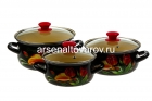 набор посуды эмалированный 3 кастрюли (1,5 л + 2,3 л + 3 л) Грациозный-Экстра (Керчь)