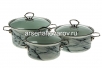 Набор посуды эмалированный 3 кастрюли (1,9 л + 2,5 л + 3,7 л) Белый мрамор-1 Элит (Керчь)