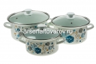 набор посуды эмалированный 3 кастрюли (2,3 л + 3 л + 4 л) Галактика-1-Экстра белый (Керчь)