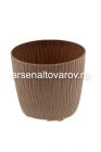 кашпо для цветов пластиковое 0,7 л 11,5*11 см с прикорневым поливом какао Флис (М8427) (Башкирия)