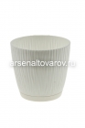 кашпо для цветов пластиковое 1,2 л 13,5*12,5 см с прикорневым поливом белое Флис (М8437) (Башкирия)