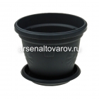 кашпо для цветов пластиковое 2 л 18,3*15 см с поддоном графитовое Италия (429) (Эльфпласт)