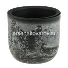 кашпо для цветов пластиковое 3,7/6,6 л 22*20 см со вставкой серый слайн Микрит (М3266) (Идея)