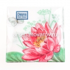 салфетки бумажные 40 листов однослойные Дизайн водяная лилия 24*24 см (Десна)