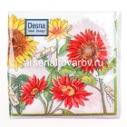 салфетки бумажные 40 листов однослойные Дизайн декоративные подсолнухи 24*24 см (Десна)