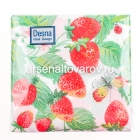 салфетки бумажные 40 листов однослойные Дизайн земляника 24*24 см (Десна)