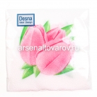 салфетки бумажные 40 листов однослойные Дизайн тюльпаны 24*24 см (Десна)