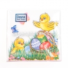 салфетки бумажные 40 листов однослойные Дизайн пасхальные цыплята 24*24 см (Десна)
