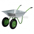 тачка садовая двухколесная 65 л/120 кг оцинкованный кузов пневмоколесо Сибртекс (689135) (КНР)