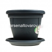 Кашпо для цветов пластиковое  3,5 л 21,5*18,5 см с поддоном графитовое Италия (430) (Эльфпласт) 