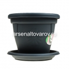 кашпо для цветов пластиковое 28 л 43*34,5 см с поддоном графитовое Италия (434) (Эльфпласт)