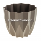 кашпо для цветов пластиковое 2,2 л 16,8*13,8 см с дренажным дном мокачино Геометрия (КШ-5813) (ВМС)
