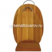 Доска разделочная деревянная (набор из 2 шт) 38,5*23*1,8 см 33*20*1,8 см овал с металлической ручкой на подставке (30-51)