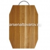 Доска разделочная деревянная 35*24,5*1,8 см с металлической ручкой ромб большая (07-3)