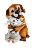 Садовая фигура Щенок обнимает котенка 19*20*26 см полистоун (12269) (Россия)