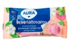 салфетки влажные 15 шт Аура Пюр освежающие (Коттон Клаб)