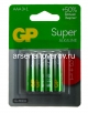 Батарейка GP Супер G-Tech ААА (мизинчиковая) LR03 1.5 V алкалиновая (упаковка из  4 шт) (6304) цена за 1 шт 
